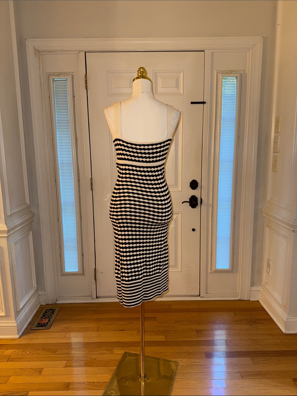 Ramy Brook Black & White Striped Knot-Front Midi Dress - Picture 9 of 9
